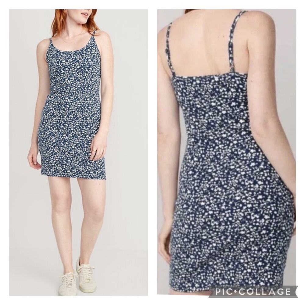 Old Navy Blue Ditsy Floral Mini Cami Dress Size XL